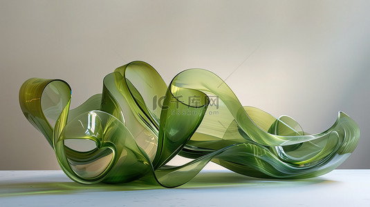 绿色透明流动的丝带素材