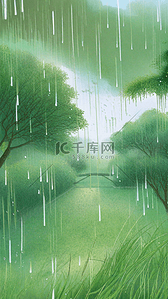 春天清明节雨水雨中园林背景