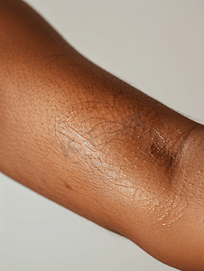 皮肤干裂摄影照片_皮肤瘙痒挠抓的女性手臂局部特写