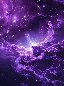 简约紫色背景摄影照片_紫色银河梦幻