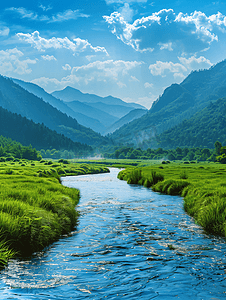 鸭绿江风光山岭