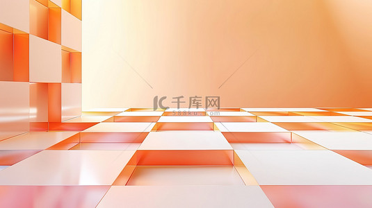 橙色几何背景图片_多个拼接方形方块橙白色设计
