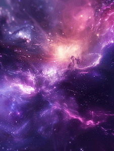 夜空素材摄影照片_紫色银河梦幻