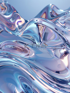 浅蓝色流动玻璃材料背景