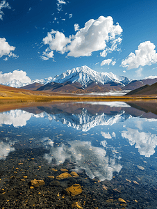 西藏旅行摄影照片_青藏高原纳木措圣湖边的玛尼堆