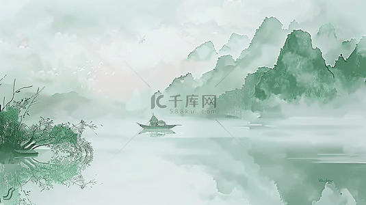 江南山水背景图片_水墨清明节国风清明节山水背景14