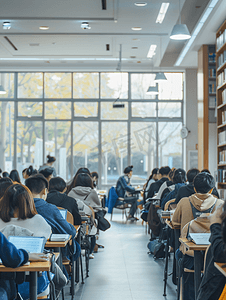 自习室备战高考的学生