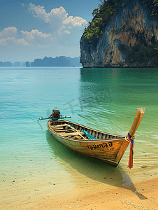 手绘插画意境摄影照片_泰国普吉岛海岸