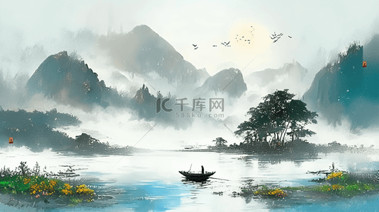 水墨清明节国风清明节山水背景