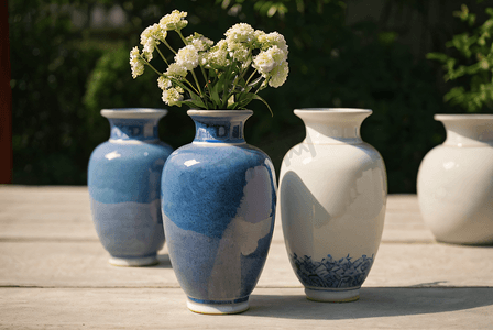 青花瓷花瓶摄影图