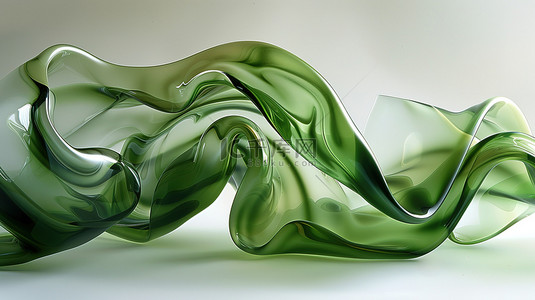 飘带背景图片_绿色透明流动的丝带设计图