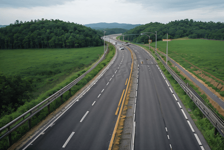 高速马路摄影照片_草地公路车道高清图片6