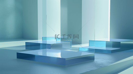 浅蓝色空间感背景图片_浅蓝色晶莹剔透方块空间感的背景7