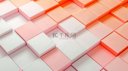 多个拼接方形方块橙白色背景素材
