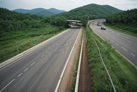 草地旁的高速公路摄影图7