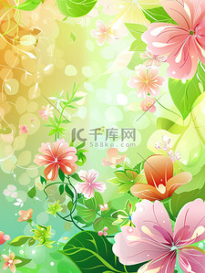 鲜花框架背景图片_春季花朵鲜花框架背景