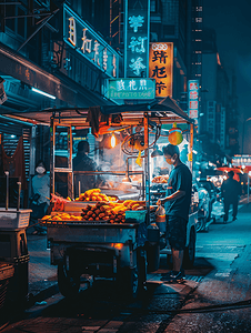 城市摆摊摄影照片_城市夜经济地摊经济