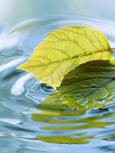 叶子简约背景摄影照片_水中的叶子素材
