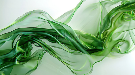 飘带背景图片_绿色透明流动的丝带设计