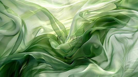 飘带清新背景图片_绿色透明流动的丝带背景图片