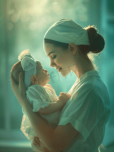 护士帮忙照顾婴儿