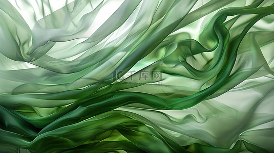 绿色透明流动的丝带背景图片