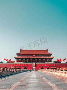 升国旗动图摄影照片_北京天安门景色