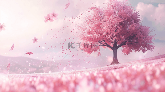 桃花粉色花朵背景图片_樱花季春季旅游唯美梦幻樱花背景