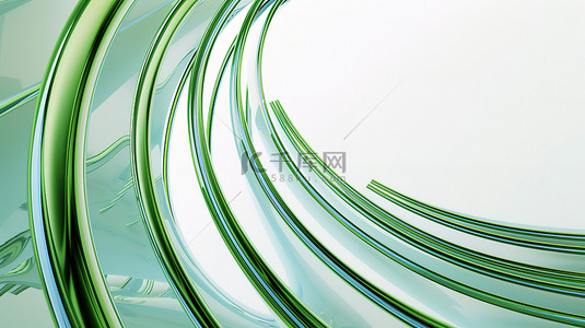弧线素材背景图片_弧线渐变绿色飘带玻璃背景素材