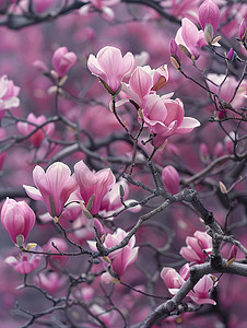 天空写实摄影照片_摄影图玉兰花紫红色照片写实春天