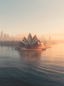 梦幻夜景背景摄影照片_悉尼歌剧院城市