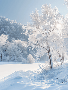 冰雪节摄影照片_东北亚布力清晨的雪景