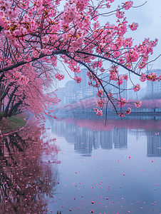 风景上海摄影照片_上海宝山顾村公园樱花