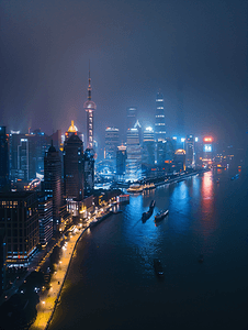 上海陆家嘴金融外滩夜景