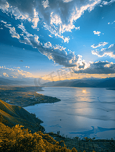 干净简洁摄影照片_苍山洱海风景