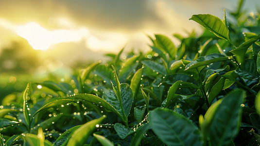 绿的茶叶树叶叶片的摄影15高清图片