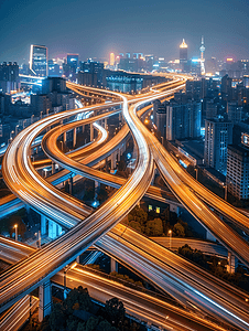 交通马路摄影照片_北京城市交通立交桥夜景