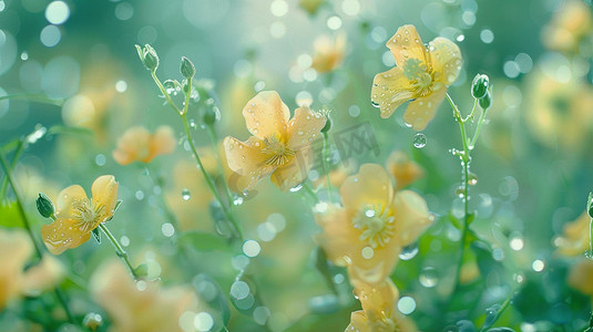 雨中花朵花海风景立体描绘摄影照片简洁