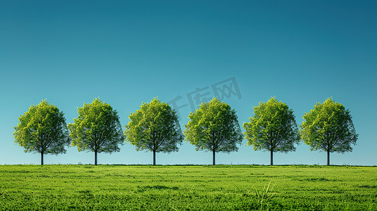 大树茶古茶摄影照片_蓝天下一排绿油油的树摄影照片