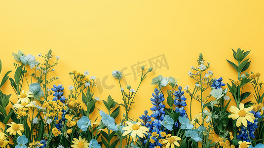 黄色简约花朵平铺的摄影2图片