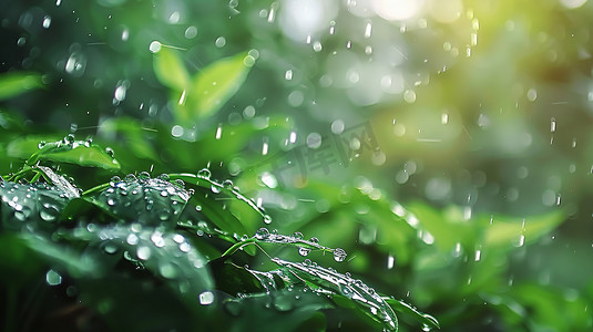 植物2.5摄影照片_雨季森林下雨树叶的摄影5高清图片