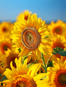 植物阳光摄影照片_田野里的向日葵