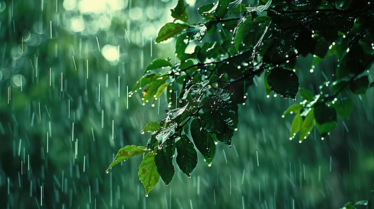 雨季下雨户外森林的摄影8图片