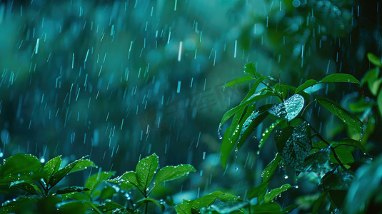 雨季森林下雨树叶的摄影12照片