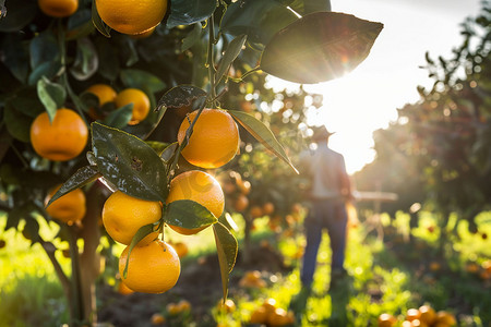 果园橘子采摘风景立体描绘摄影照片创新