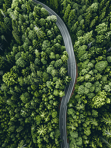 大气森林摄影照片_航拍森林道路