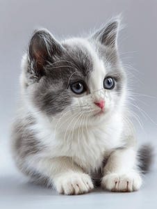 短毛猫图片摄影照片_英短蓝白猫小猫