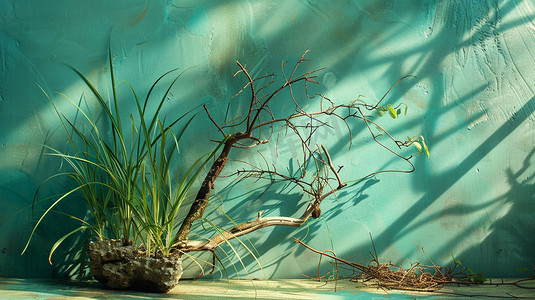 室内装饰树木植物艺术立体描绘摄影照片矢量