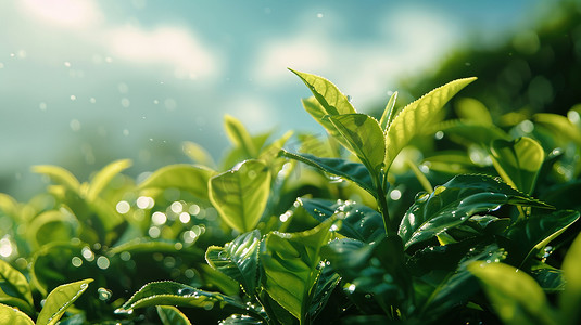 绿的茶叶树叶叶片的摄影4图片