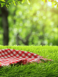 绿草地图片摄影照片_户外绿草地上野餐
